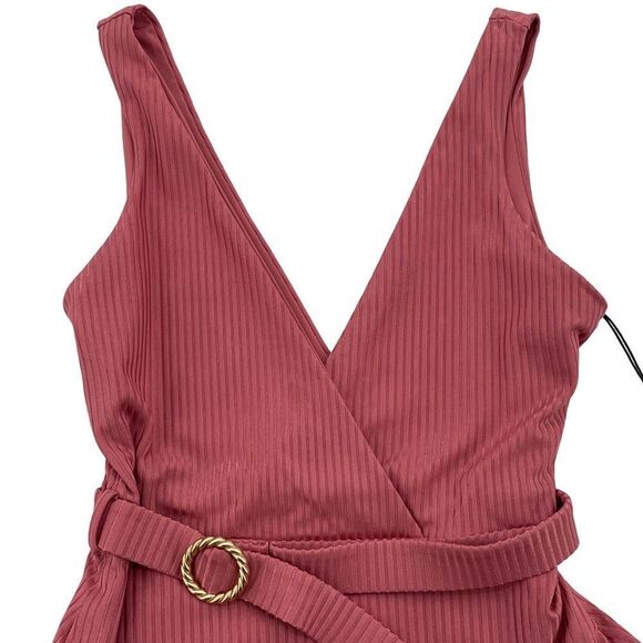 COPY - NEW Onia Michelle One-Piece Swimsuit Ribbed Belted Waist Solid Dusty Ros… - Picture 4 of 11